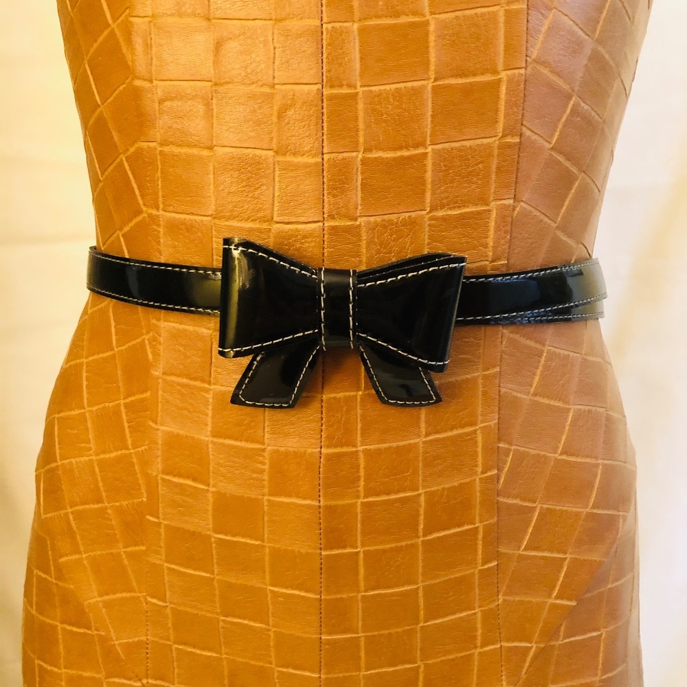 Black Patent Leather Bowed Belt